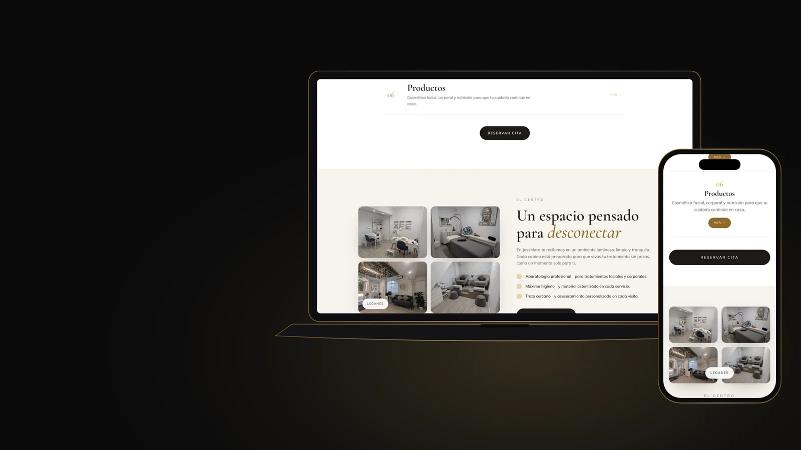 La web de JessMara en un portátil y en un móvil